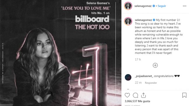 Selena Gomez alcanza por primera vez el N°1 del ranking Billboard: "He estado trabajando muy duro" Selena 649x365